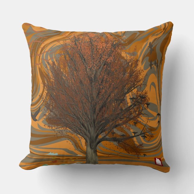 ZALMAXI HOME brick-red   abstract tree Throw Pillo Pillow (Front)