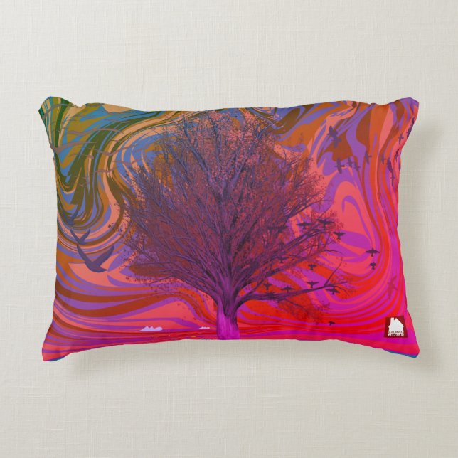 ZALMAXI HOME red violet abstract tree Accent Pillo Accent Pillow (Front)