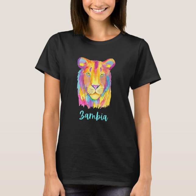 Zambia African Lion Wildlife And Nature T-Shirt (Front)