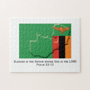 ZAMBIA Blessed Nation ZAMBIAN FLAG Jigsaw Puzzle