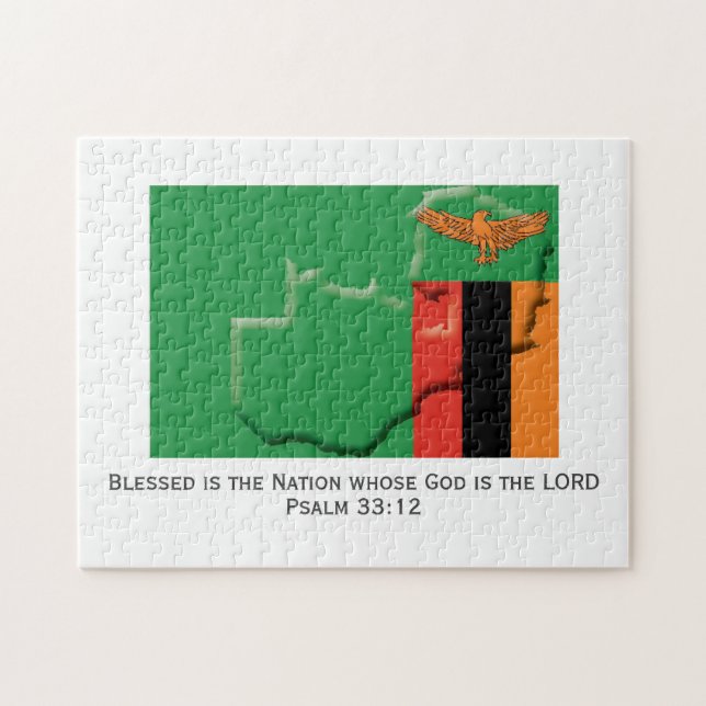 ZAMBIA | Blessed Nation | ZAMBIAN FLAG Jigsaw Puzzle (Horizontal)