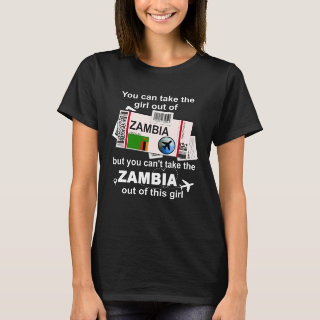 Zambia Boarding Pass  Zambia Girl  Zambia T-Shirt (Front)