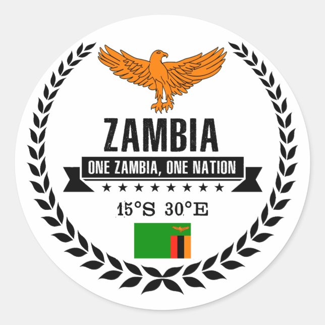 Zambia Classic Round Sticker (Front)