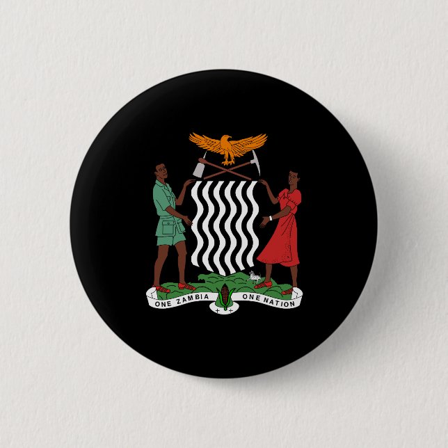Zambia Coat of Arms Pinback Button (Front)