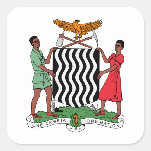 Zambia Coat of Arms Square Sticker