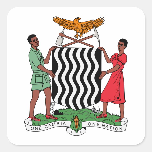 Zambia Coat of Arms Square Sticker (Front)