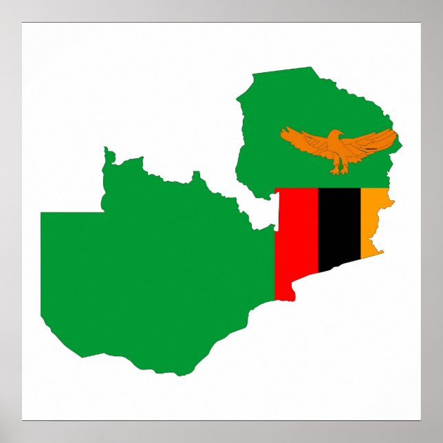 zambia country flag map shape symbol poster (Front)