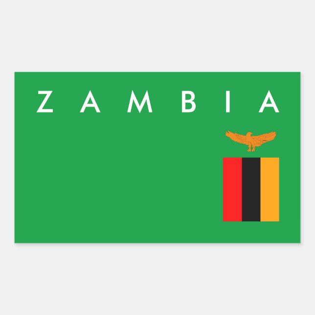 zambia country flag nation symbol text name rectangular sticker (Front)