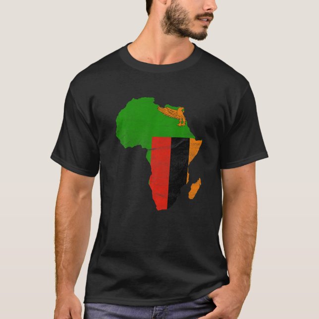 Zambia Flag Africa Continent Silhouette Gift for Z T-Shirt (Front)