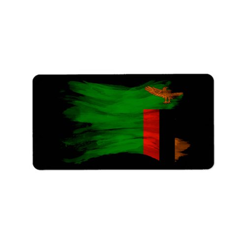 Zambia flag brush stroke national flag label