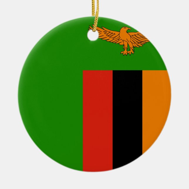 Zambia Flag Ceramic Ornament (Front)