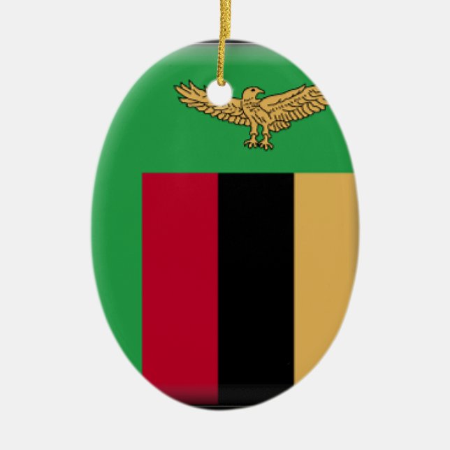 Zambia Flag Ceramic Ornament (Front)