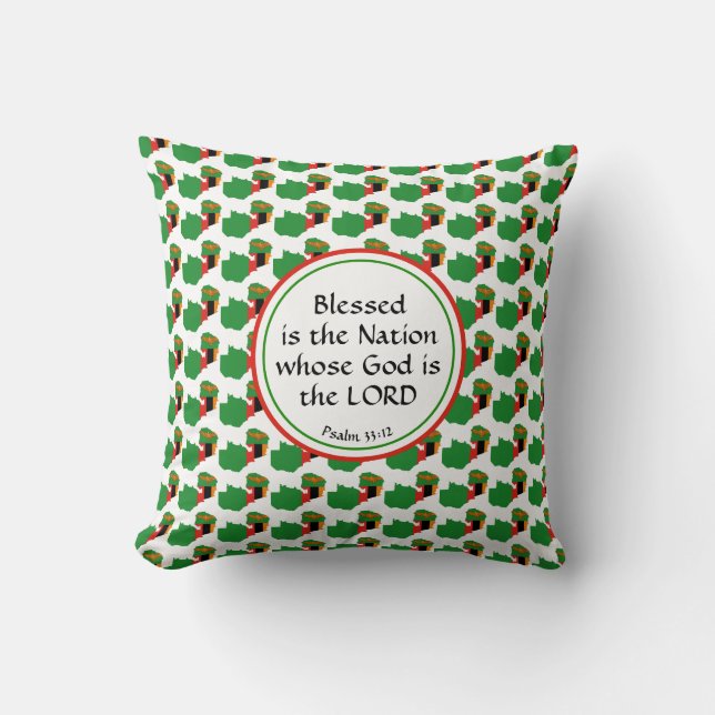 ZAMBIA Flag Christian Custom Throw Pillow (Front)