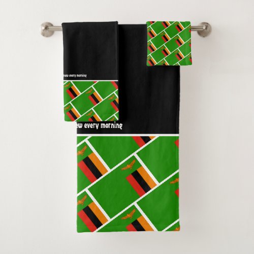 ZAMBIA FLAG Customized Scripture BLACK Zambian Bath Towel Set