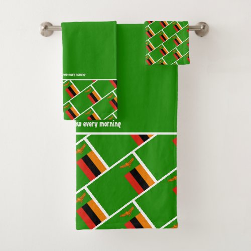 ZAMBIA FLAG Customized Scripture GREEN Zambian Bath Towel Set