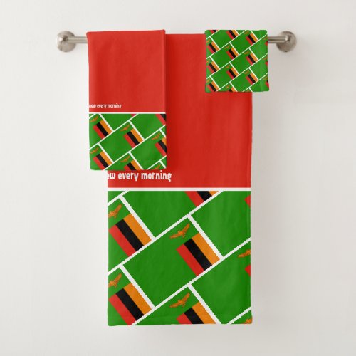 ZAMBIA FLAG Customized Scripture RED Zambian Bath Towel Set