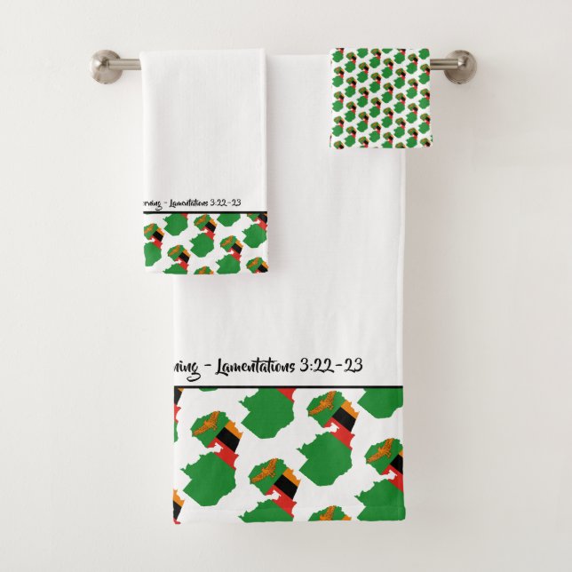 ZAMBIA FLAG Customized Scripture Stylish Zambian Bath Towel Set (Insitu)