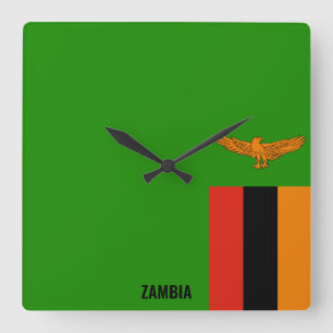 Zambia Flag Dazzling Patriotic Square Wall Clock