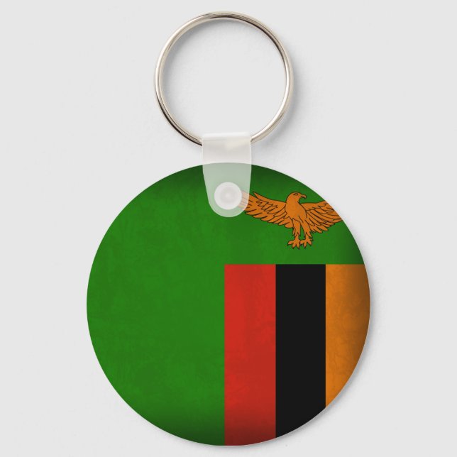 Zambia Flag Distressed Keychain (Front)