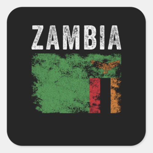 Zambia Flag Distressed _ Zambian Flag Square Sticker