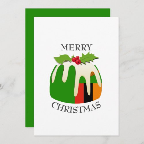 ZAMBIA FLAG  Festive Plum Pudding  Christmas Holiday Card