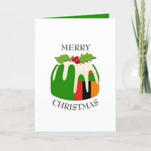ZAMBIA FLAG   Festive Plum Pudding   Christmas Holiday Card