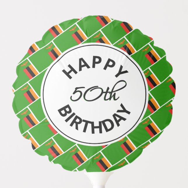 ZAMBIA FLAG Happy 50th Birthday Customized Balloon (Front)