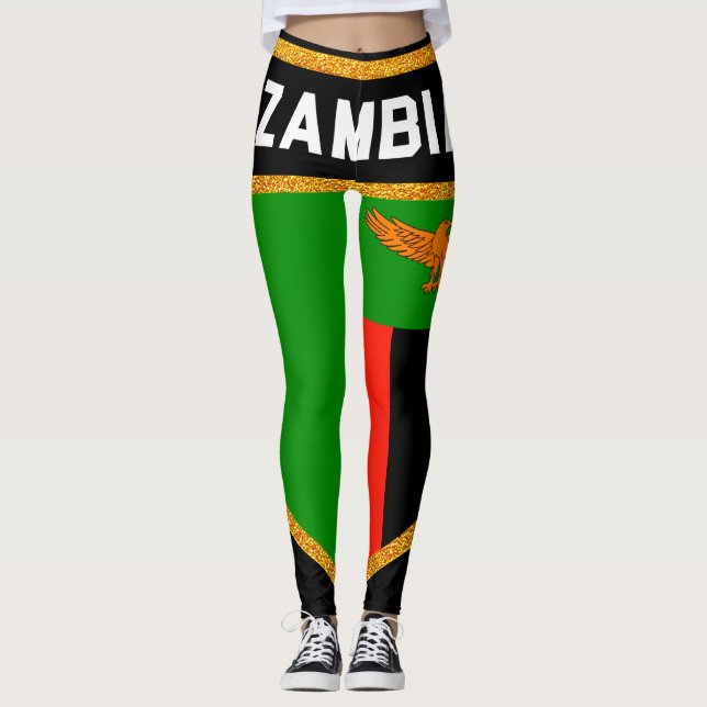 Zambia Flag Leggings (Front)