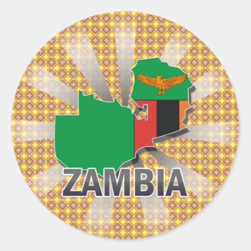 Zambia Flag Map 20 Classic Round Sticker