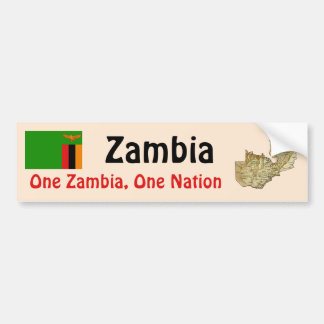 Zambia Flag + Map Bumper Sticker