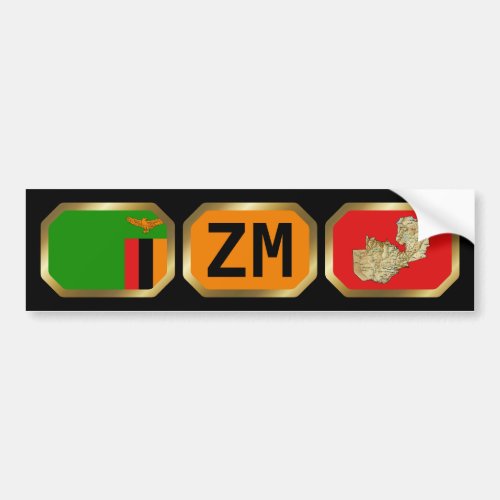 Zambia Flag Map Code Bumper Sticker