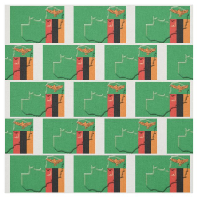 ZAMBIA FLAG Map Outline Fabric (Swatch)