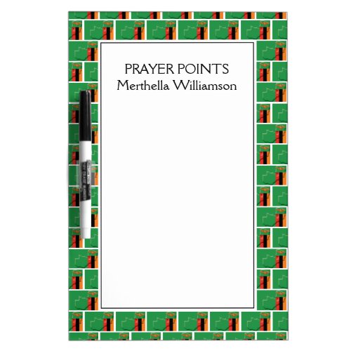 ZAMBIA FLAG Map Outline  Personalized Dry Erase Board