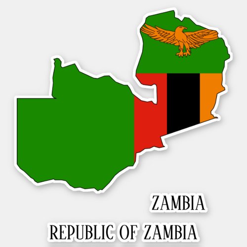 Zambia Flag Map Patriotic Sticker