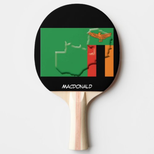 ZAMBIA FLAG  MAP Personalized BLACK Ping Pong Paddle