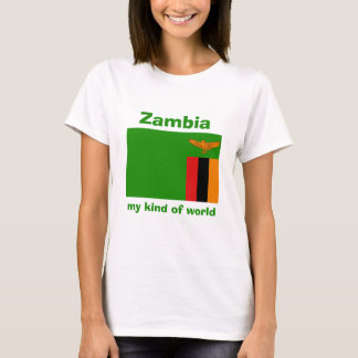 Zambia Flag + Map + Text T-Shirt