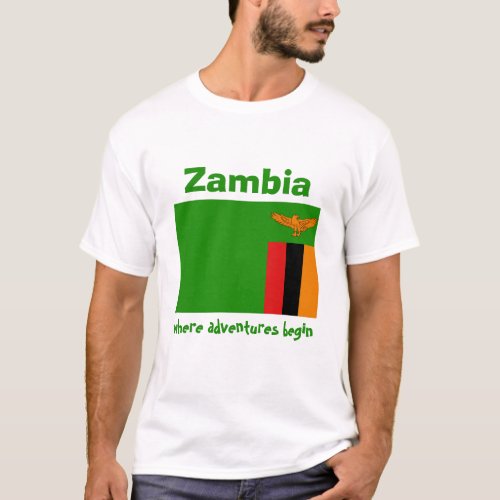 Zambia Flag  Map  Text T_Shirt