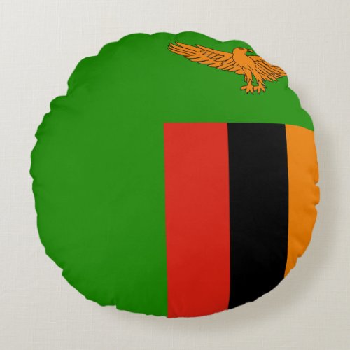 Zambia Flag Round Pillow