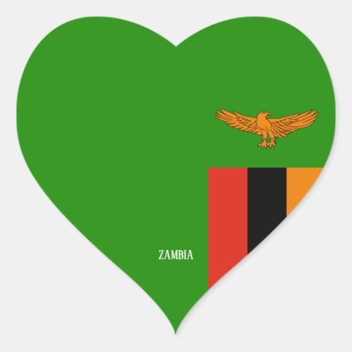 Zambia Flag Splendid Patriotic Heart Sticker