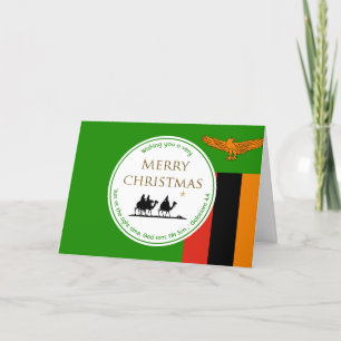 ZAMBIA FLAG Three Wise Men Scripture Christmas Holiday Card