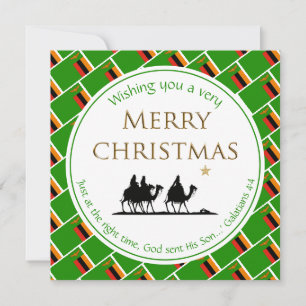 ZAMBIA FLAG Three Wise Men ZAMBIAN Christmas Holiday Card