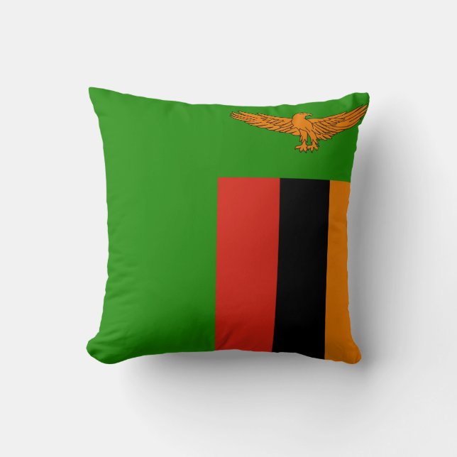 Zambia Flag Throw Pillow (Front)