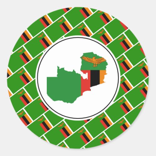 ZAMBIA FLAG Zambian Map Stylish Patriotic Classic Round Sticker