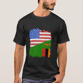 Zambia Flag Zambian Pride USA America Vintage Zamb T-Shirt