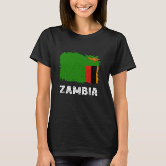 Zambia Flag Zambian Roots Vintage Zambian Pride He T-Shirt