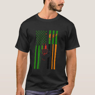 Zambia Handfist USA America Zambian Flag Zambian P T-Shirt
