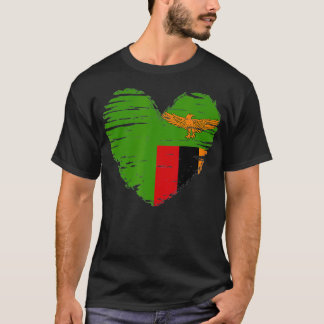 Zambia Heart Zambian Flag Zambian gift idea T-Shirt