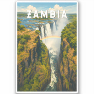 Zambia Illustration Travel Art Vintage Sticker