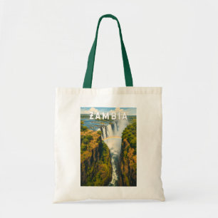 Zambia Illustration Travel Art Vintage Tote Bag
