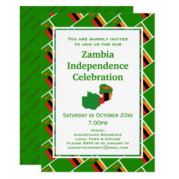 ZAMBIA INDEPENDENCE CELEBRATION Zambian Flag Invitation